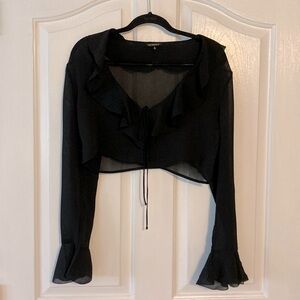 Dynamite Sheer Ruffled Crop Top